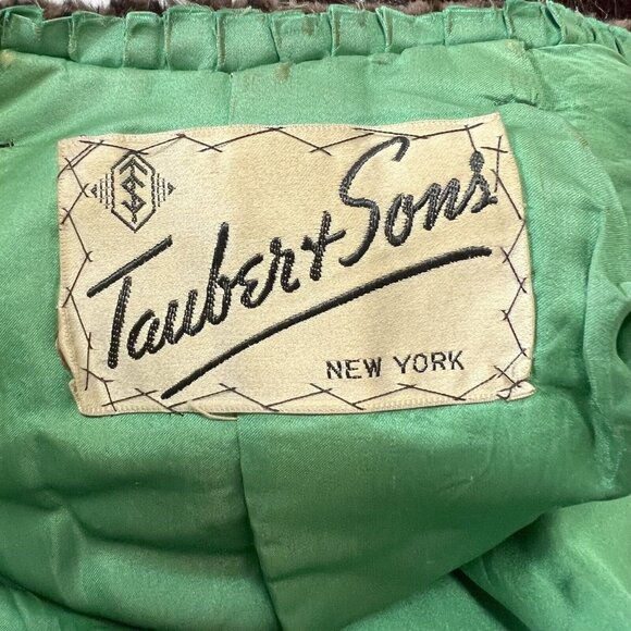 Sheared Beaver Midi Coat with Front Closure & Mink Collar Vintage 1940s Taubert - Picture 14 of 15